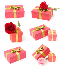 collection of red gift boxes