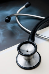 Medical Records with X Ray and Stethoscope