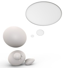 Cute human with a thinking bubble - 3d image