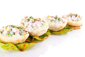 salads in tortilla in line
