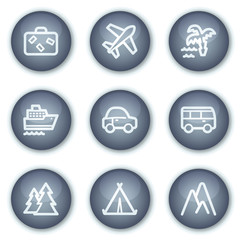 Travel web icons set 1, mineral circle buttons series