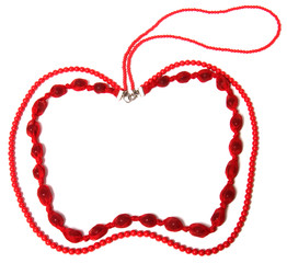 red necklace in apple shape isolated on white background