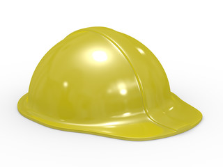 yellow helmet on white background. Isolated 3D image