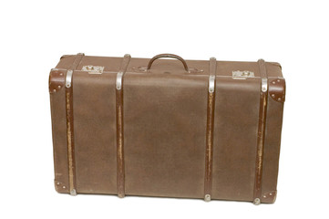 Old suitcase isolated on white background