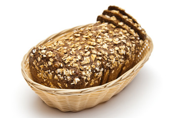 wholemeal bread in wicker basket