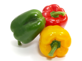 three colorful paprikas