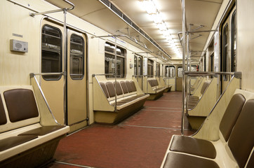 Inside of train in Moscow metro