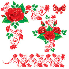 set of ornaments with roses