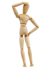 Artist Dummy in Perplexed Posture on White Background