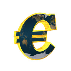 Fototapeta premium 3d golden euro symbol erde
