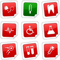 Medical sticker set. Vector buttons