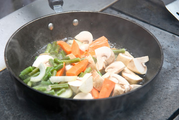 vegetables on the pan
