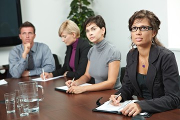 People on business training