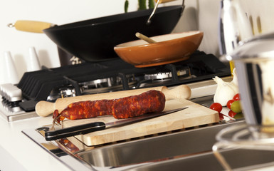detail of kitchen and food