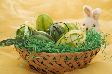Fototapeta premium easter eggs with bunny puppet