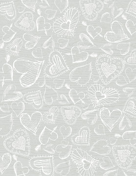 grey wooden  background with hand draw  hearts