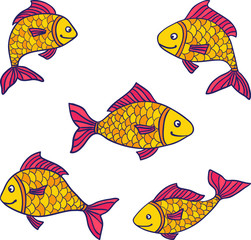 Naklejka premium set of golden fishes
