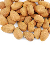 Almond nuts on white