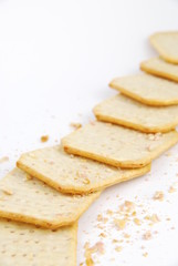 Fototapeta na wymiar Bunch of rectangular cheese crackers