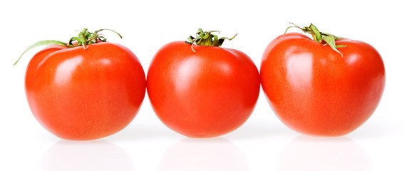 Tomatoes isolated on white background.