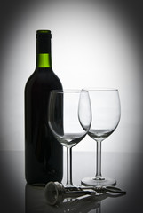 bottle of wine and wineglasses