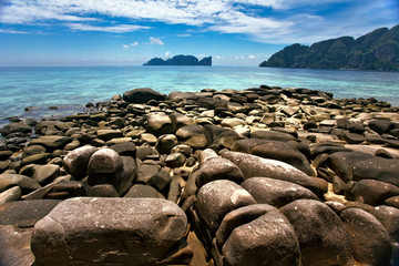 Fototapeta na wymiar Stones tropical beach. Phi Phi island. Thailand