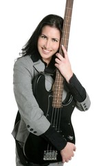 Obraz premium Businesswoman guitar player suit and rock
