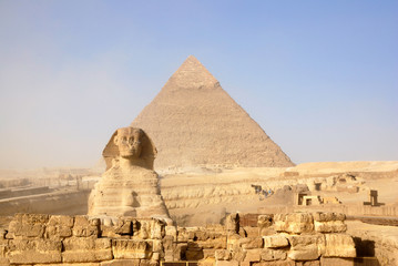 sphinx and pyramid