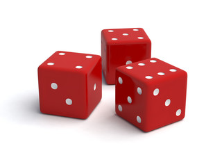 Red dices isolated on white
