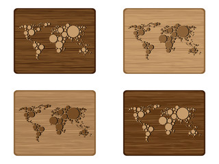 Wooden map banners vector illustration