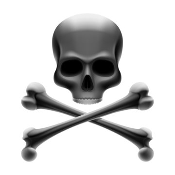 Skull with bones. Jolly Roger. Vector.
