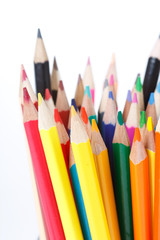 Color pencils on white background.