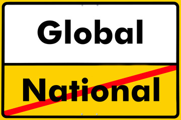 Ortsschild global, national,