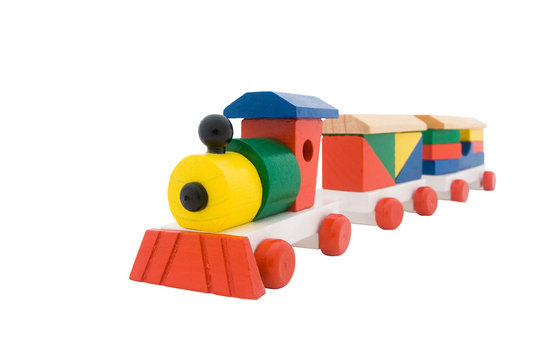 wooden train isolated on a white background