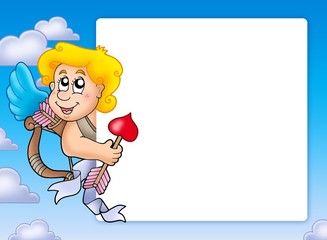 Valentine frame with happy Cupid 3