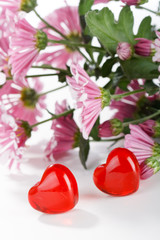 Flowers with hearts.