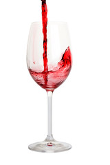 bocal with red wine closeup.