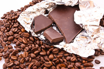 Chocolate and coffee beans