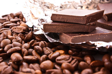 Chocolate and coffee beans
