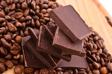 Chocolate and coffee beans