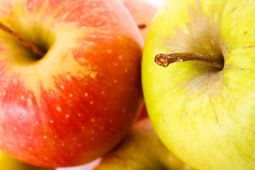 red and green apple closeup
