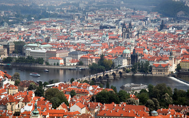 Naklejka na ściany i meble Prague City View from the lookout tower Petrin