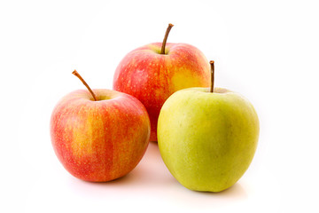 Three ripe apples isolated on white