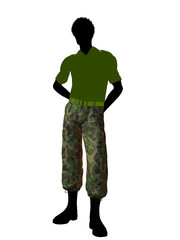 African American Soldier Illustration Silhouette