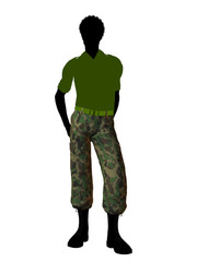 African American Soldier Illustration Silhouette