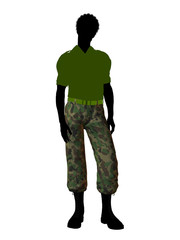 African American Soldier Illustration Silhouette