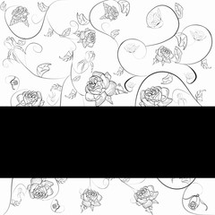 Template for post card with roses