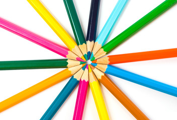 Naklejka premium Colored pencils isolated on white