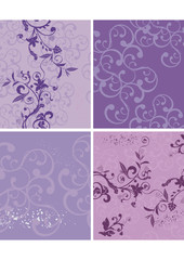 Four seamless violet backgrounds