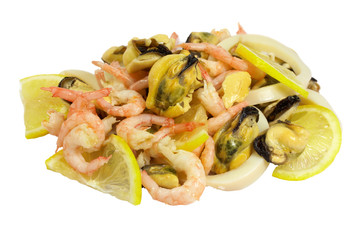 Seafood isolated on white